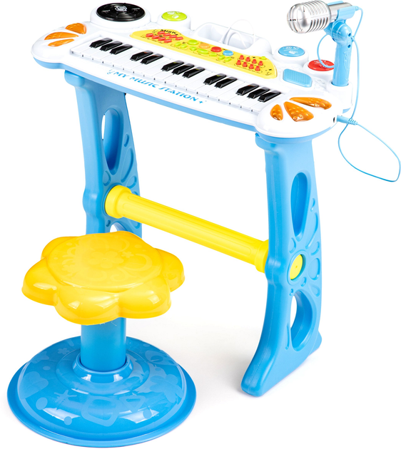 Keyboard organki EcoToys pianinko z mikrofonem mp3 niebieskie (5903769970155) - obraz 1