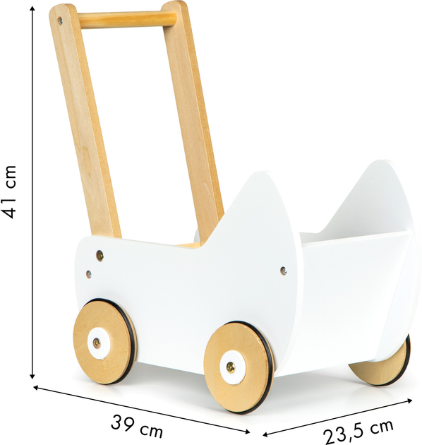 Drewniany wózek dla lalek EcoToys pchacz chodzik (5903089069775) - obraz 5