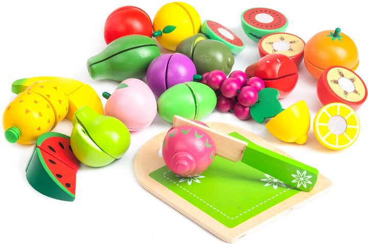 Drewniane owoce do krojenia EcoToys 20 elementów (5903089065616) - obraz 3