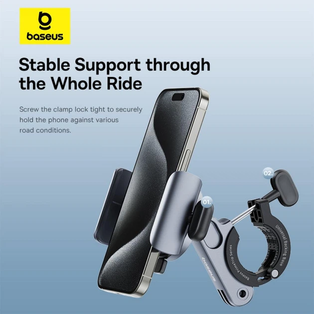 Тримач для телефону Baseus PrimeTrip Series Magnetic на велосипед, мопед, мотоцикл (C40569000121-00) Grey - Фото 9 Тримач для телефону Baseus PrimeTrip Series Magnetic на велосипед, мопед, мотоцикл (C40569000121-00) Grey - зображення 9