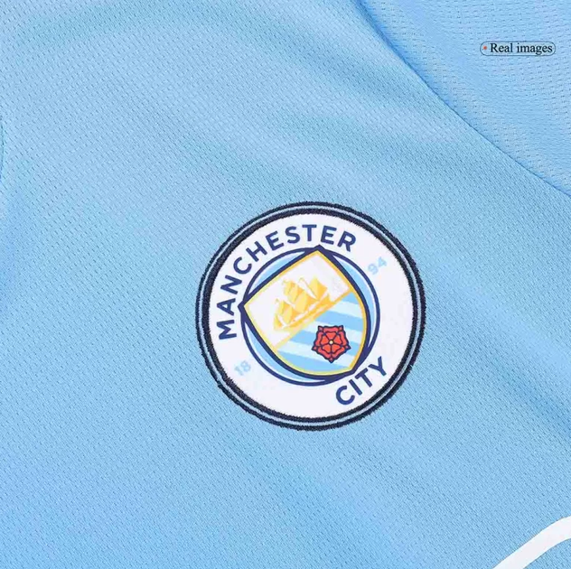 Дитяча футбольна форма Haaland №9 Manchester City 2024-2025, розмір 22 (зріст 125-130 см), біло-блакитна - зображення 6