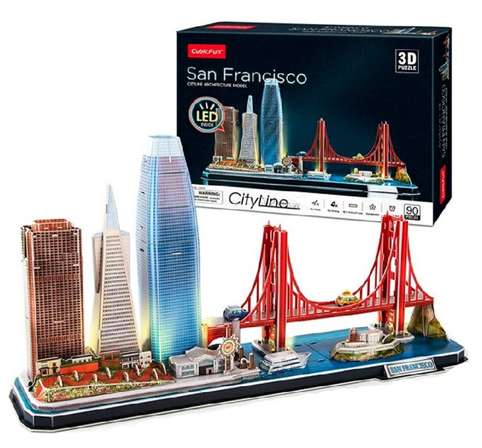 Пазли 3D Cubic Fun City Line San Francisco LED (6944588205249) - зображення 1