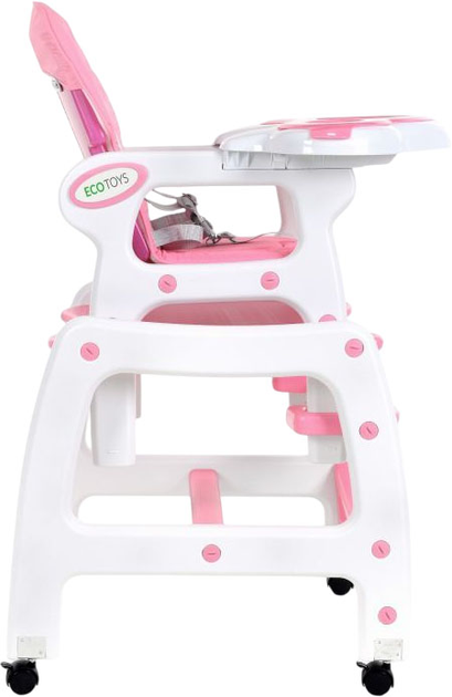 Krzesełko do karmienia EcoToys 3w1 biało-różowy (5903089067597) - obraz 4
