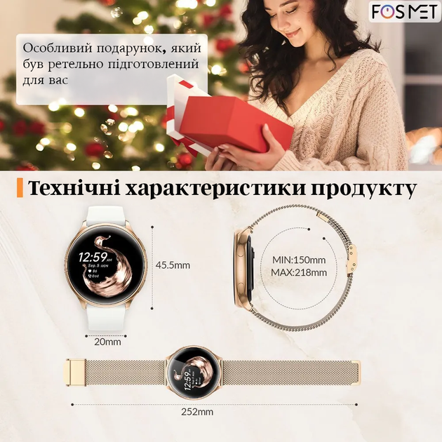 Смарт часы женские Smart watch с Bluetooth-звонками, 1,39-дюймовый HD для Android iOS, 2 ремешка в комплекте - изображение 4