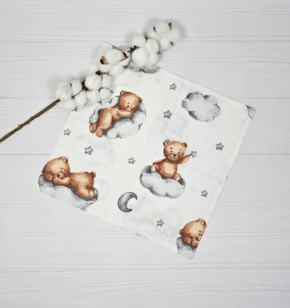 Набор из 3 муслиновых салфеток a.l.babybox Теди кактусы барашки Разноцветные - изображение 2