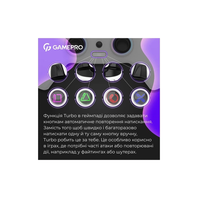 Геймпад GamePro GPS13W BT 5.3/USB/PC/iOS/Android/PS3/PS4 RGB White (GPS13W) - изображение 3
