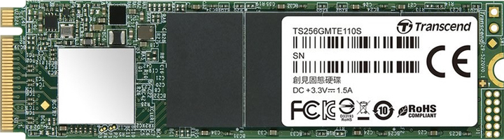 Dysk SSD Transcend MTE110S 256GB M.2 2280 PCIe 3.0 x4 3D NAND TLC (TS256GMTE110S) - obraz 1