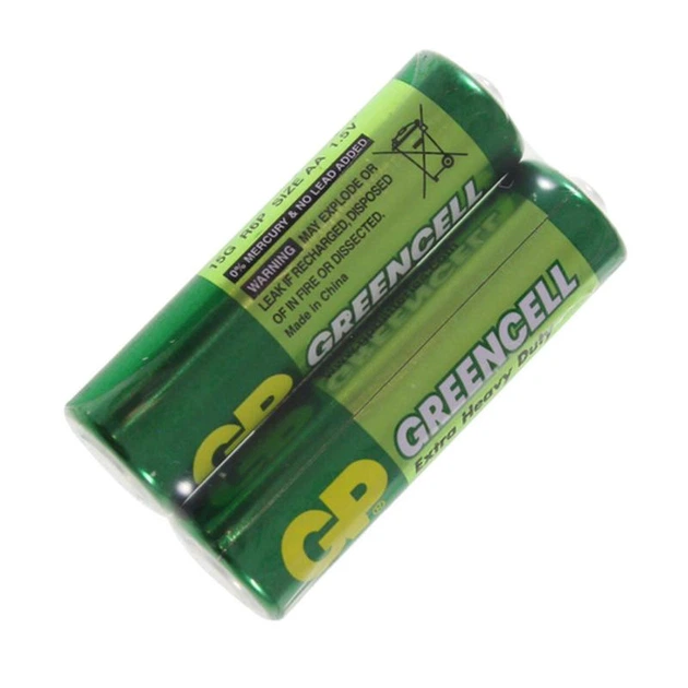Батарейка солевая GP Greencell Extra Heavy Duty R6P AA 15G 1.5V Green (2 шт) - Фото 4 Батарейка солевая GP Greencell Extra Heavy Duty R6P AA 15G 1.5V Green (2 шт) - изображение 4