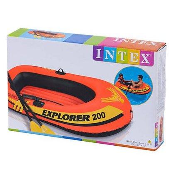 Надувная лодка Intex 58331 Explorer 200 с веслами и насосом 185*94*41 см оранджевый - Фото 11 Надувная лодка Intex 58331 Explorer 200 с веслами и насосом 185*94*41 см оранджевый - изображение 11