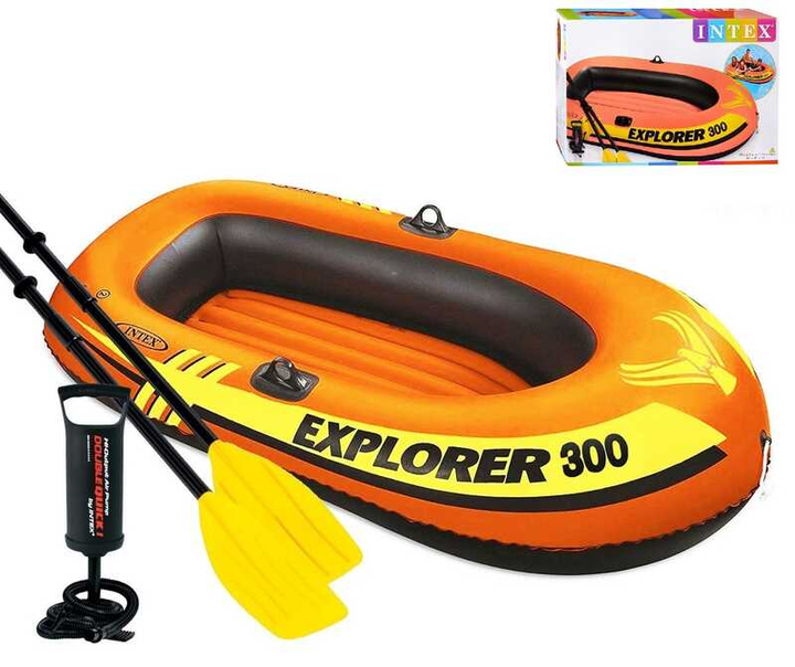 Надувная лодка Intex 58332 Explorer 300 с веслами іинасосом 211*117*41 см оранджевый - Фото 1 Надувная лодка Intex 58332 Explorer 300 с веслами іинасосом 211*117*41 см оранджевый - изображение 1