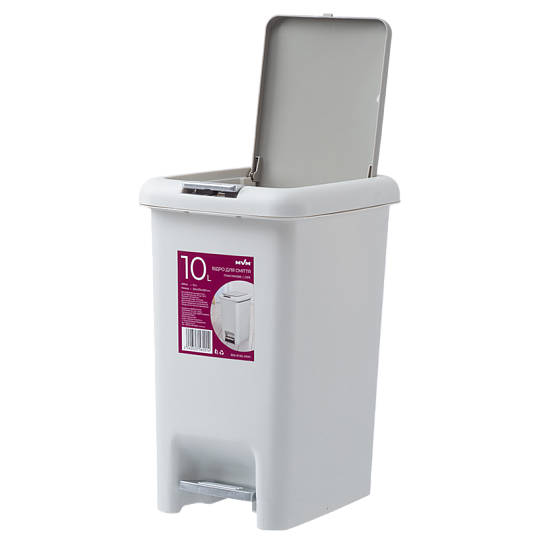 Ведро для мусора MVM с крышкой и педалью BIN-01 10л Серое (BIN-01 10L GRAY) - изображение 2