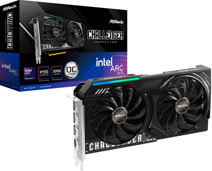 Відеокарта ASRock PCI-Ex Intel Arc B570 Challenger OC 10GB GDDR6 (160bit) (2600/19000) (HDMI, 3 x DisplayPort) (B570 CL 10GO) - зображення 6