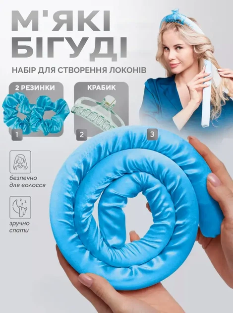 М'які бігуді Reclaire Cosmetics для холодної завивки волосся Блакитні (2000962945720) - зображення 3