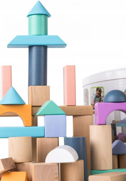 Дерев'яний конструктор EcoToys відерко + сортер 100 елементів (6942397325059) - зображення 6