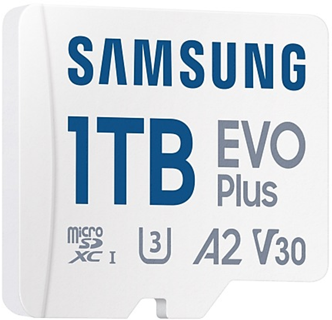 Карта памяти Samsung Evo Plus microSDXC 1TB UHS-I U3 V30 A2 + SD адаптер (MB-MC1T0SA/EU) - изображение 3