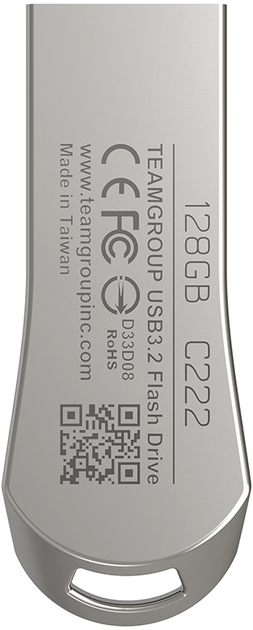 Флеш пам'ять USB Team Group C222 128GB USB 3.2 Gen1 Silver (TC2223128GS01) - зображення 2