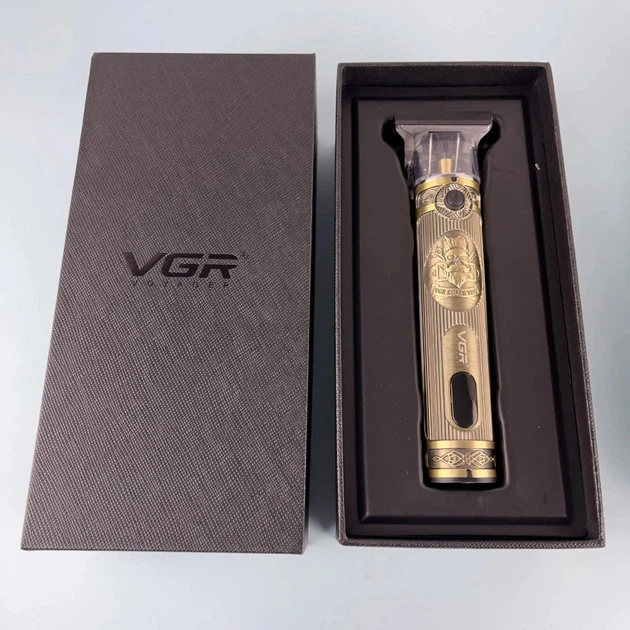 Тример акумуляторний для бороди та волосся VGR V-948 з LED дисплеєм Gold (3_05686) - изображение 5
