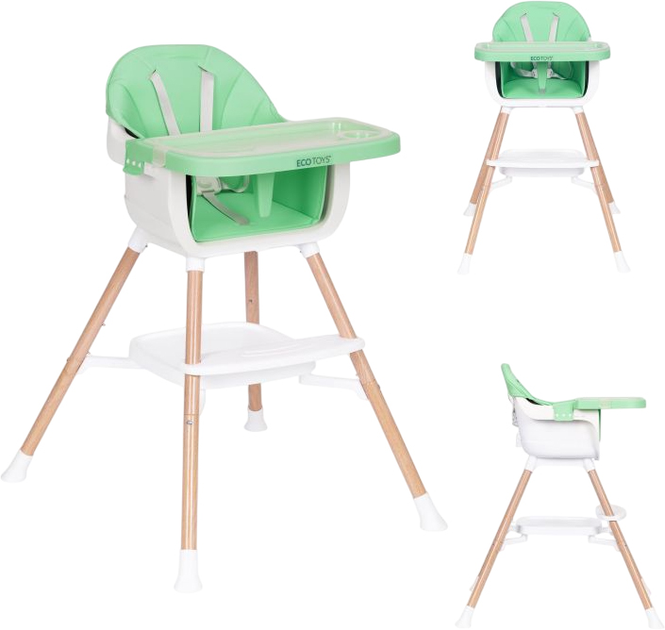 Krzesełko do karmienia EcoToys 2w1 Zielony (5905817004577) - obraz 3