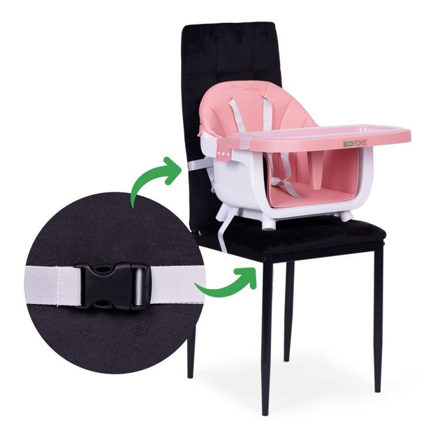 Krzesełko do karmienia EcoToys 2w1 Różowy (5905817004591) - obraz 8