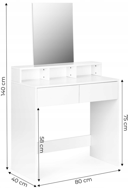 Туалетний столик ModernHome by Multistore з дзеркалом білий (PWJJDT0070) - зображення 6