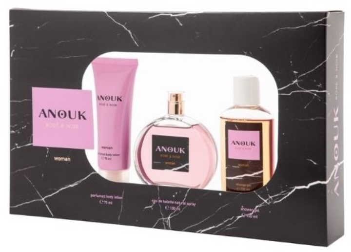 Zestaw prezentowy damski Anouk Rose & Noir Woda toaletowa 100 ml + Żel do kąpieli 100 ml + Balsam do ciała 75 ml (8414135024046) - obraz 1