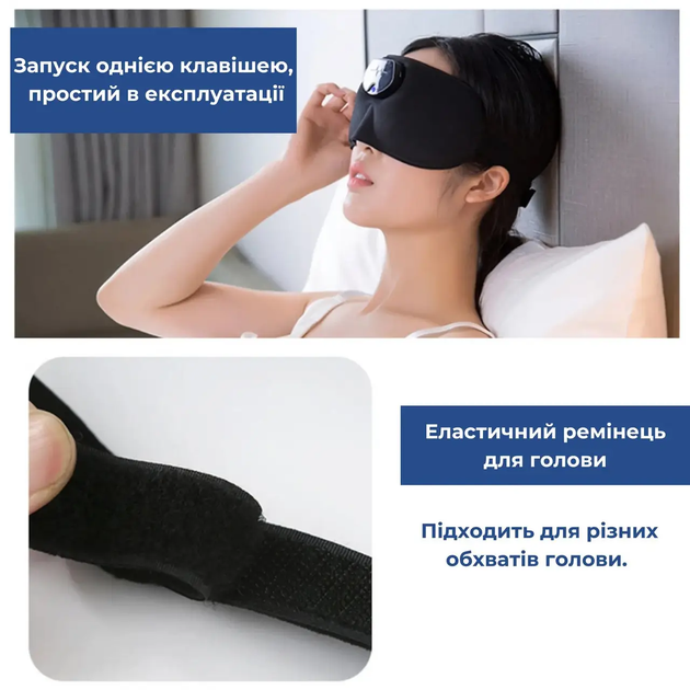 Маска для сна аккумуляторная электрическая от храпа с легкими вибрациями дышащий гипоаллергенный материал 25х9,5х1 см (479458-Prob) - изображение 7
