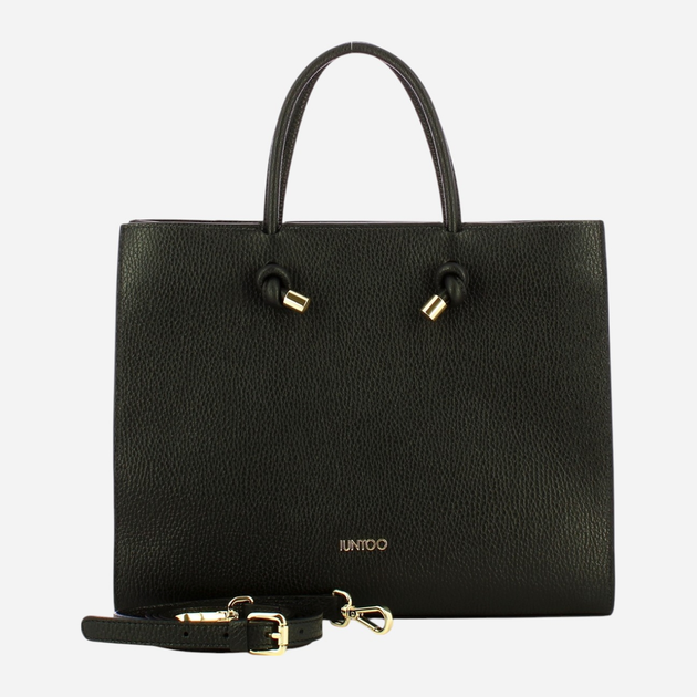 Torba shopper damska skórzana IUNTOO 168107-014 Czarna (800070329028) - obraz 4