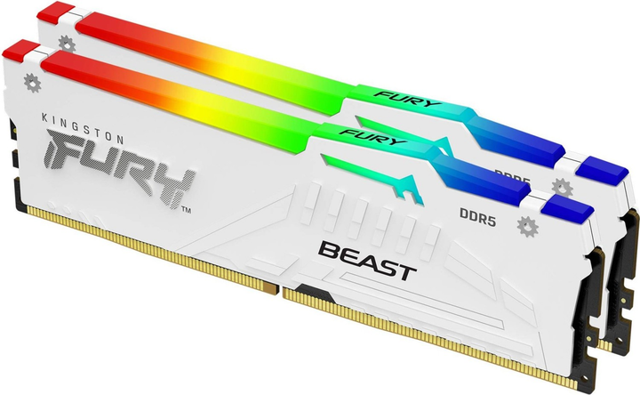 Оперативна пам'ять Kingston Fury Beast DDR5-6000 32768MB PC5-48000 (Kit of 2x16384) RGB White (KF560C36BWE2AK2-32) - зображення 2