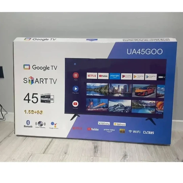 Телевизор Smart 4К с диагональю 45 дюймов Google TV UA45GOO WiFi 1.5Gb Ram 8Gb Rom Безрамочный - Фото 2 Телевизор Smart 4К с диагональю 45 дюймов Google TV UA45GOO WiFi 1.5Gb Ram 8Gb Rom Безрамочный - изображение 2