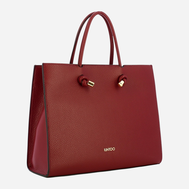 Torba shopper damska skórzana IUNTOO 168107-005 Czerwona (800070329015) - obraz 3