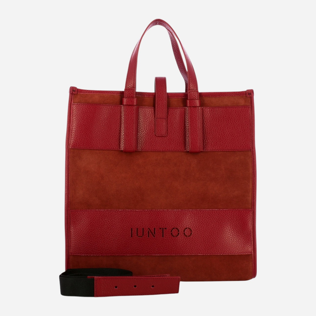 Сумка шопер жіноча з натуральної шкіри IUNTOO 175001-D10+E10 Червона (800070326002) - зображення 4