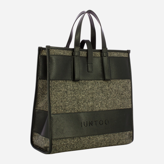 Сумка шопер жіноча IUNTOO 175001-NERO+SPIGATO-NERO Чорна (800070326000) - зображення 3