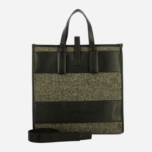 Сумка шопер жіноча IUNTOO 175001-NERO+SPIGATO-NERO Чорна (800070326000) - зображення 4