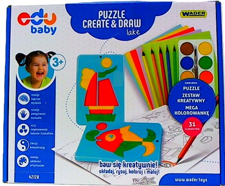 Набір Wader Creat Draw Lake Puzzle з олівцями, фарбами (5900694421202) - зображення 2