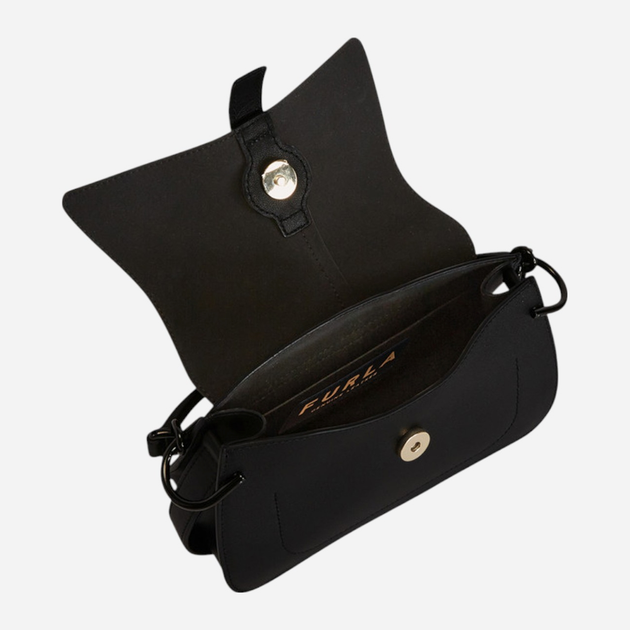 Сумка багет жіноча з натуральної шкіри маленька Furla Flow Mini WB01032BX2045O60001020 Чорна (800070310957) - зображення 5