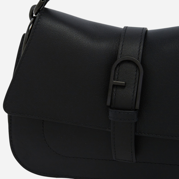 Сумка багет жіноча з натуральної шкіри маленька Furla Flow Mini WB01032BX2045O60001020 Чорна (800070310957) - зображення 6