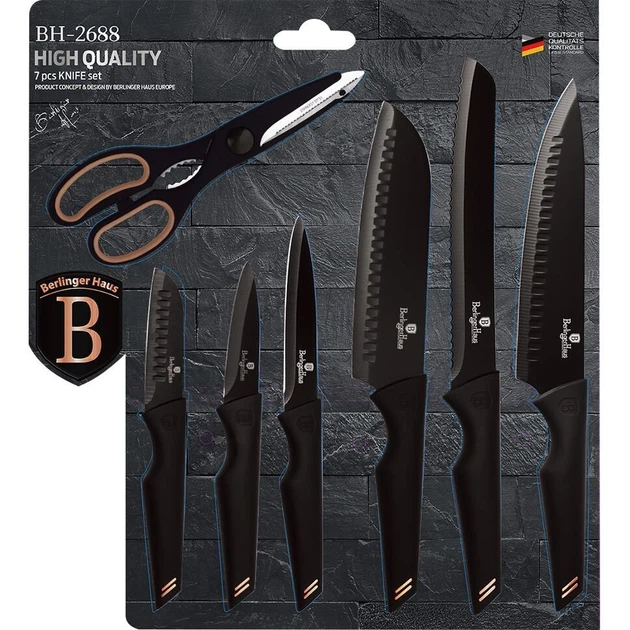 Набор ножей 7 предметов Berlinger Haus Black Rose Collection (BH-2688) - изображение 2