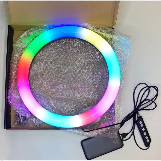 Кольцевая светодиодная лампа RGB 30 см с креплением для телефона - изображение 3