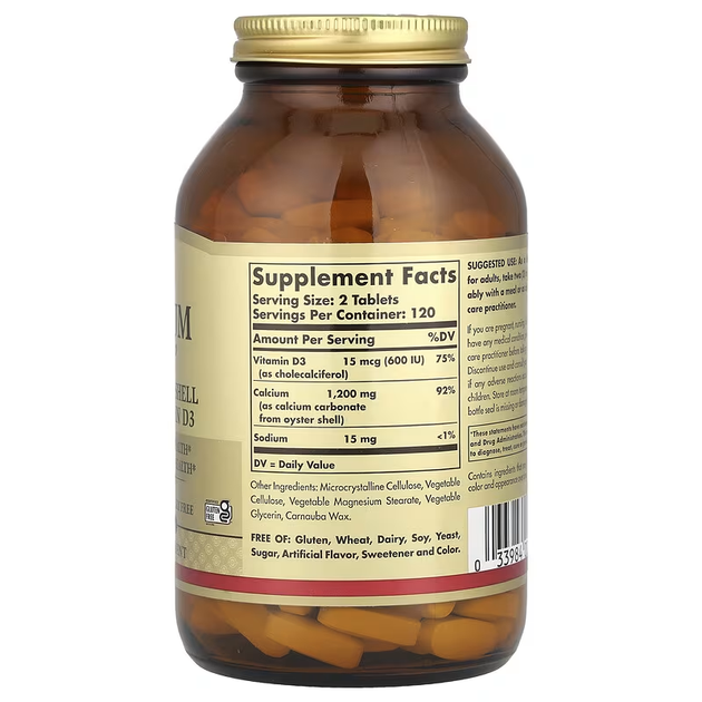 Кальцій з мушлі устриці з Вітаміном D3 Calcium 600 - 240 таблеток 033984004177 - зображення 2