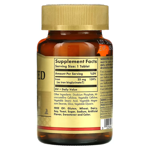 Хелатне Залізо Chelated Iron 25 мг - 100 таблеток 033984006805 - зображення 2