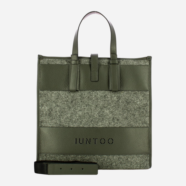 Сумка шопер жіноча з натуральної шкіри IUNTOO 115001-GRIGIO+-LANA-COTTA-GRIG Сіра (800070310032) - зображення 4