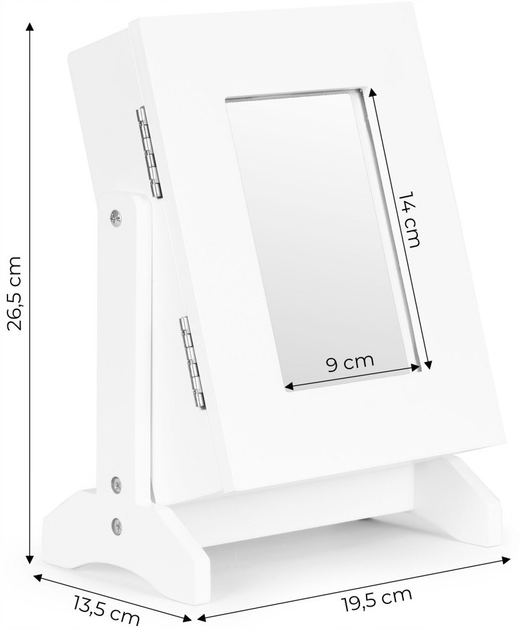 Szkatułka na biżuterię z lusterkiem ModernHome by Multistore biała (FH-JC0120) - obraz 6