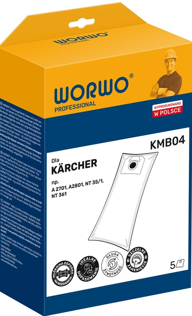 Набір мішків Worwo Karcher 6904210 KMB04 PRO /KPL5 (5901362005496) - зображення 1