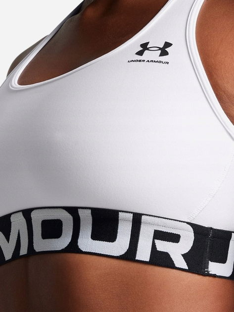 Спортивний топ для фітнесу жіночий Under Armour UA HG Mid Branded 1383544-100 M Білий (196886941985) - зображення 3