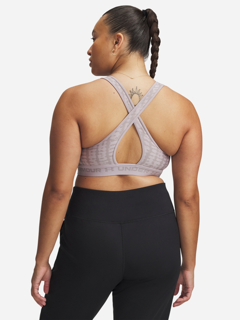 Спортивний топ для фітнесу жіночий Under Armour Crossback Mid Print 1361042-011 M Сірий (197778993815) - зображення 6