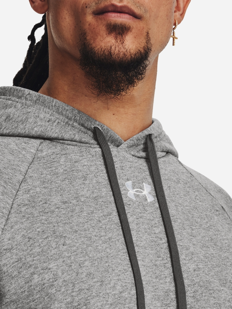 Bluza męska z kapturem ciepła Under Armour UA Rival Fleece Hoodie 1379757-025 XL Szara (196884800475) - obraz 4