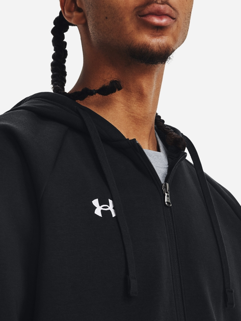 Толстовка на флісі на блискавці чоловіча Under Armour UA Rival Fleece FZ Hoodie 1379767-001 XL Чорна (196884199821) - зображення 4