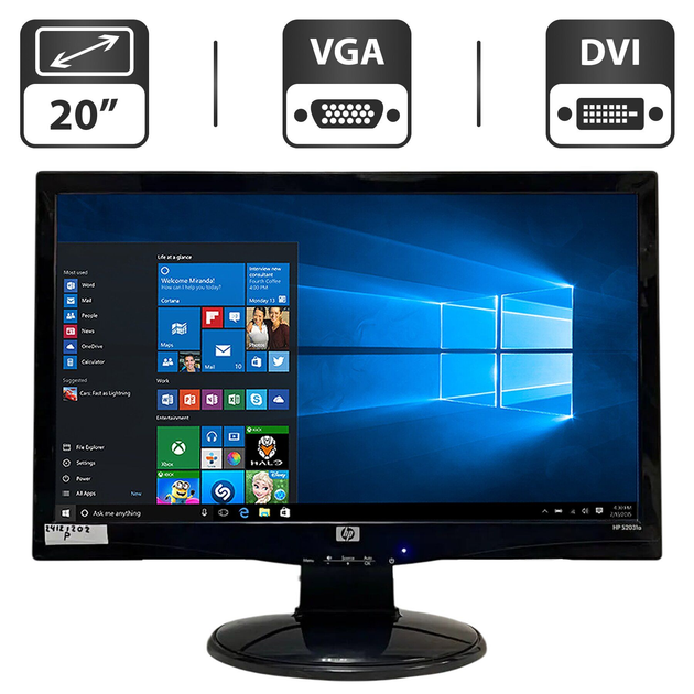Монитор Б-клаcc HP S2031a / 20" (1600x900) TN / VGA, DVI / Встроенные колонки 2x 2W + Кабель питания б/у - изображение 1
