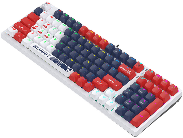 Клавіатура дротова A4Tech Bloody S98 Sports RGB BLMS Red Plus USB White-Navy (A4TKLA47390) - зображення 4