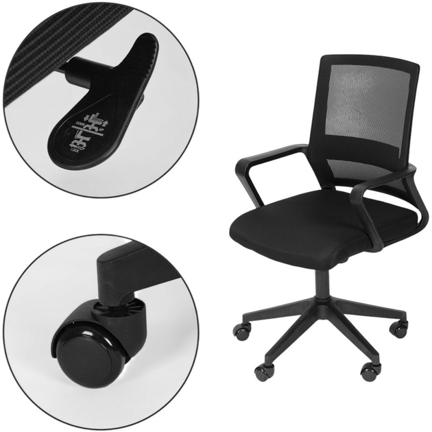 Офісне крісло ModernHome by Multistore чорне (OF-2220 BLACK) - зображення 6